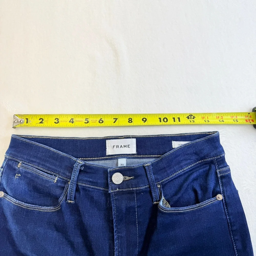 FRAME Le High Straight Jeans Dark Wash Raw Hem Denim Size 30 High Rise Womens‎